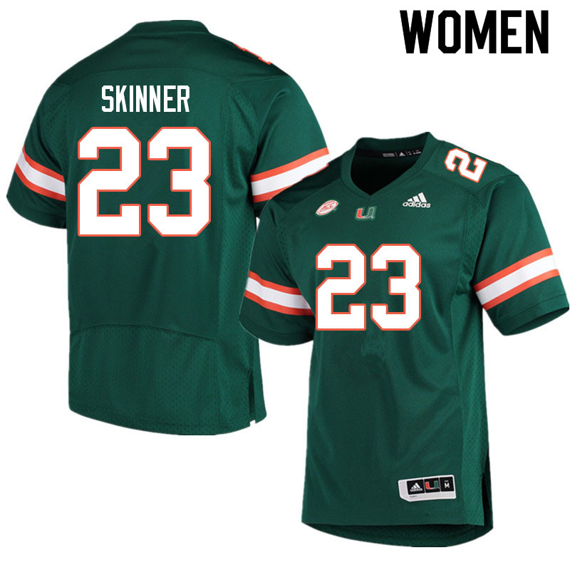 Women #23 Jaleel Skinner Miami Hurricanes College Football Jerseys Sale-Green